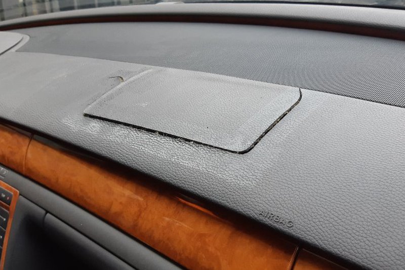 Photo gallery, repair of dashboard surface after airbag deployment