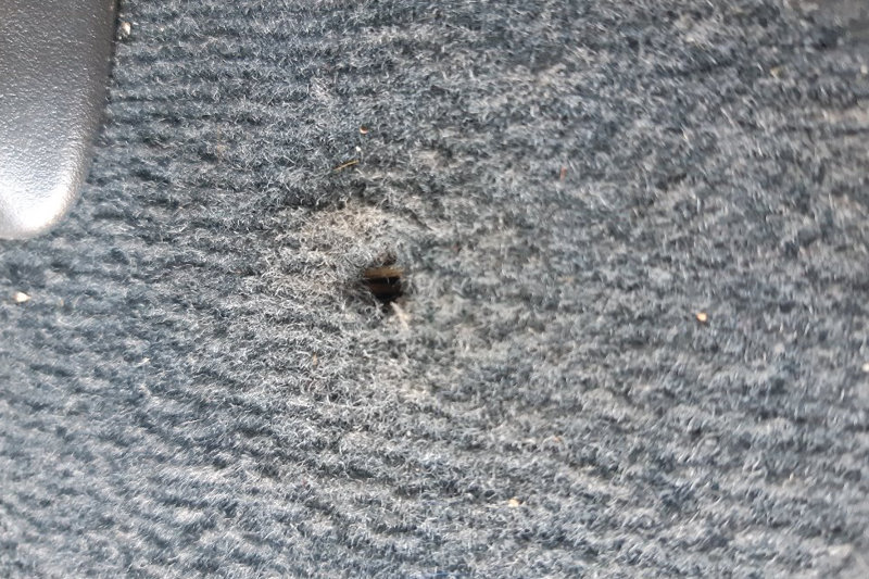 Photo gallery, repair of a punctured hole in the carpet