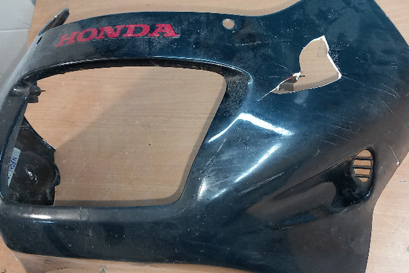 Photo gallery, repair of a hole in the motorcycle fairing