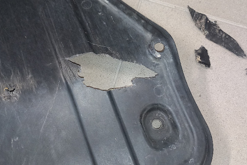 Photo gallery, repair of cracks in the lower engine cover
